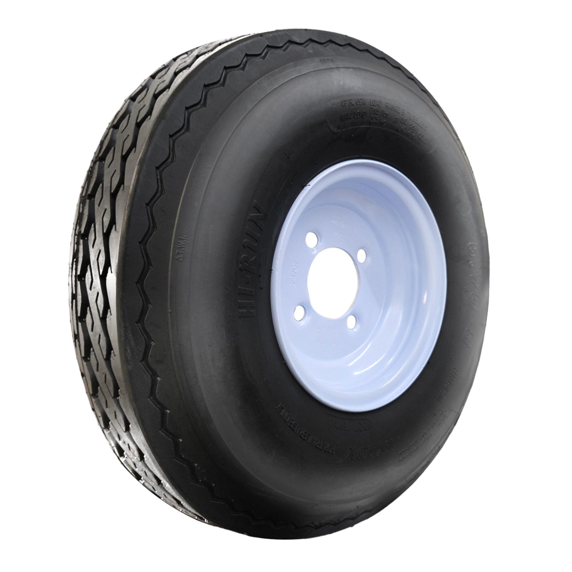 HI-RUN Highway Trailer Tire Assembly, Bias-Ply, 5.70-8, Load Range B, 4 Bolt Holes, Model# ASB1052